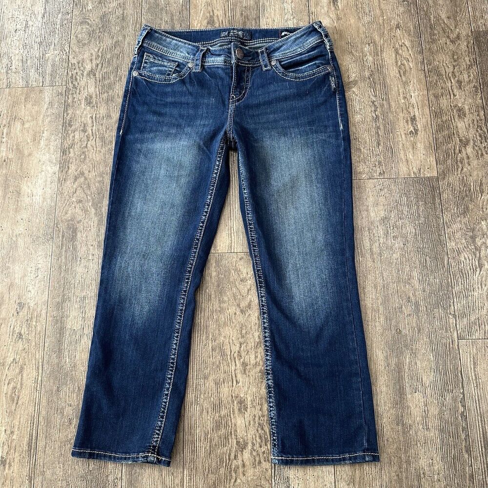 Silver Jeans AIKO Mid Capri Womens Size 30 Blue Low Rise Denim Crop Pants 30x24